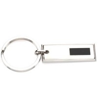 Mens Womens Stainless Steel and Black Enamel Key Ring Mens Womens Stainless Steel and Black Enamel Key Ring