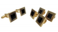 Grooved Pinstripe Black Enamel Cufflink Stud Set by Men's Collections (cs10) Grooved Pinstripe Black Enamel Cufflink Stud Set by Men's Collections (cs10)