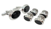 Designer Black Enamel Cufflink Stud Set by Men's Collections (cs13) Designer Black Enamel Cufflink Stud Set by Men's Collections (cs13)