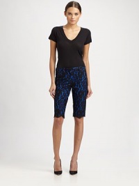 Sheer lace layered over vibrant twill in a slim-fit style cropped just above the knee.Tab-front waistBelt loopsZip-flySlash pocketsBack welt pocketsRise, about 9Inseam, about 1359% nylon/41% cottonDry cleanImportedModel shown is 5'9½ (176cm) wearing US size 4. Sheer lace layered over vibrant twill in a slim-fit style cropped just above the knee.Tab-front waistBelt loopsZip-flySlash pocketsBack welt pocketsRise, about 9Inseam, about 1359% nylon/41% cottonDry cleanImportedModel shown is 5'9½ (176cm) wearing US size 4.