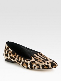 A crocheted leopard-print silhouette for the ultimate in comfortable style. Wool and rayon upperLeather lining and solePadded insoleMade in Italy A crocheted leopard-print silhouette for the ultimate in comfortable style. Wool and rayon upperLeather lining and solePadded insoleMade in Italy