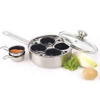 4-egg capacity, Handwashing Recommended. Features a 5 layer base for even heat distribution. Stay cool handles. Stainless insert allows you to drop in the 4 detachable nonstick egg-poaching cups. Perfect for preparing eggs benedict or poached eggs. 4-egg capacity, Handwashing Recommended. Features a 5 layer base for even heat distribution. Stay cool handles. Stainless insert allows you to drop in the 4 detachable nonstick egg-poaching cups. Perfect for preparing eggs benedict or poached eggs.