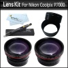 Lens Bundle Kit For Nikon Coolpix P7000 P7100 Digital Camera Includes Necessary Adapter Tube + 2x HD Telephoto Lens + .45x Professional HD Wide Angle Lens With Macro + Lens Pen Cleaning Kit + MicroFiber Cloth