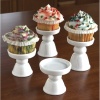 Cute Glass Ceramic Cupcake Pedestal Mini Centerpiece Stands Set Of 4