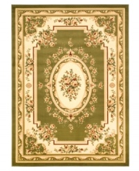 As rich in tone as it is in tradition, this classic area rug from Safavieh is set in warm sage bursting with bouquets of lifelike blossoms. Encapsulating the beauty and detail of time-honored European designs, this rug is crafted from soft polypropylene for modern convenience when it comes to care. As rich in tone as it is in tradition, this classic area rug from Safavieh is set in warm sage bursting with bouquets of lifelike blossoms. Encapsulating the beauty and detail of time-honored European designs, this rug is crafted from soft polypropylene for modern convenience when it comes to care.