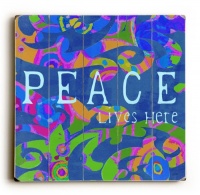 Peace Lives Here 30x30 Artistic Planked Wood Sign by Lisa Weedn Peace Lives Here 30x30 Artistic Planked Wood Sign by Lisa Weedn
