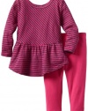 Splendid Littles Baby-Girls Newborn Naples Stripe Peplum Set, Dragonfruit, 3-6