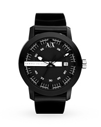 Armani Exchange encourages you to embrace your sporty side with this glossy rubber watch. Boldly styled and designed for maximum durability, it's a game changer. Armani Exchange encourages you to embrace your sporty side with this glossy rubber watch. Boldly styled and designed for maximum durability, it's a game changer.