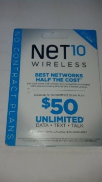 Net10 $50 Unlimited Talk, Text, Web/data Sim Card Net10 $50 Unlimited Talk, Text, Web/data Sim Card