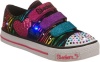 Skechers Girls' Twinkle Toes Shuffles Triple Time,Black/Multi,US 13 M