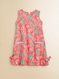 A vibrant floral print meets a classic cotton shift with lace-trimmed patch pockets and bows for a look blooming with style.JewelneckSleevelessBack zipperPatch pocketsSide vents with bowsFully linedCottonMachine washImported A vibrant floral print meets a classic cotton shift with lace-trimmed patch pockets and bows for a look blooming with style.JewelneckSleevelessBack zipperPatch pocketsSide vents with bowsFully linedCottonMachine washImported