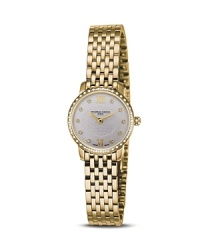 The sleek Slim Line watch features a 18K gold-plated stainless steel case with a thickness of only 1.90mm. Features include a diamond encrusted bezel, guilloché-engraved dial, ten diamond markers and applied Roman numeral markers at 12 and 6 o'clock. By Frédérique Constant. The sleek Slim Line watch features a 18K gold-plated stainless steel case with a thickness of only 1.90mm. Features include a diamond encrusted bezel, guilloché-engraved dial, ten diamond markers and applied Roman numeral markers at 12 and 6 o'clock. By Frédérique Constant.