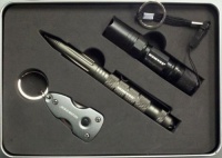 Humvee HMV-Comboset-1 LED Flashlight, Keychain Tool and Tactical Pen Set (Piece of 3, Black/Silver) Humvee HMV-Comboset-1 LED Flashlight, Keychain Tool and Tactical Pen Set (Piece of 3, Black/Silver)