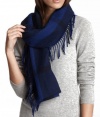 Burberry Happy Tonal Check Wool Cashmere Scarf, Bright Marine Blue Check