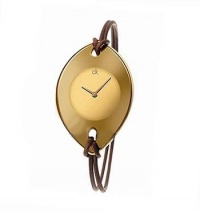Calvin Klein Quartz, Genuine Brown Leather Spaghetti Strap with Gold Suspension Dial - Women's Watch K3323409 Calvin Klein Quartz, Genuine Brown Leather Spaghetti Strap with Gold Suspension Dial - Women's Watch K3323409
