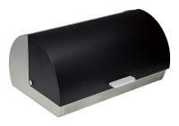 ZUCCOR Genoa Brushed Stainless Steel Bread Box w/ Black Polystyrene Front Cover ZUCCOR Genoa Brushed Stainless Steel Bread Box w/ Black Polystyrene Front Cover