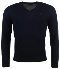 Polo Ralph Lauren Mens Custom Fit Merino Wool V-Neck Sweater - S - Navy Polo Ralph Lauren Mens Custom Fit Merino Wool V-Neck Sweater - S - Navy