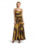 HALSTON HERITAGE Women's Blouson Smocked Gown, Black, Medium