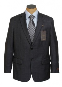 Tasso Elba Mens 2 Button Pleated Charcoal Gray Plaid Wool Cashmere Suit- Size 40L Tasso Elba Mens 2 Button Pleated Charcoal Gray Plaid Wool Cashmere Suit- Size 40L