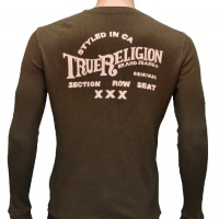 True Religion Brand Jeans Men's No. 1 XXX Henley Thermal Shirt-Olive True Religion Brand Jeans Men's No. 1 XXX Henley Thermal Shirt-Olive