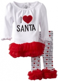 Mud Pie Baby-Girls Infant I Love Santa Tunic And Leggings Set, Multi Colored, 2T-3T