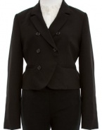 Aqua Black Double Breasted Cropped Blazer Jacket X-Small