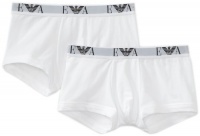 Emporio Armani Men's Cotton Stretch 2 Pack Trunk, White, Medium Emporio Armani Men's Cotton Stretch 2 Pack Trunk, White, Medium