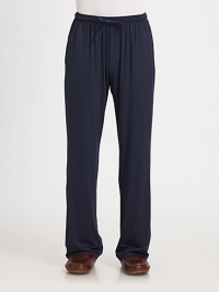 For the gentlemen who deserve the most of their downtime, this comfortable lounge pant shaped in stretch micromodal is a key essential.Elastic drawstring waistbandSide slash, back patch pocketsInseam, about 3395% micro modal/5% elastaneMachine washImported For the gentlemen who deserve the most of their downtime, this comfortable lounge pant shaped in stretch micromodal is a key essential.Elastic drawstring waistbandSide slash, back patch pocketsInseam, about 3395% micro modal/5% elastaneMachine washImported
