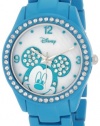 Disney Women's MK2126 Mickey Mouse Rhinestone Accent Spray Blue Bracelet Watch