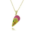 Lily Nily 18k Gold Overlay Children's Enamel Strawberry Ice Cream Cone Pendant Necklace