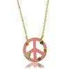 Lily Nily 18k Gold Overlay Children's Pink Enamel Multi Colored Hearts Peace Symbol Necklace