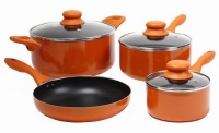 Gibson 83550.07 ColorSplash Branston 7-Piece Aluminum Cookware Set, Orange Gibson 83550.07 ColorSplash Branston 7-Piece Aluminum Cookware Set, Orange