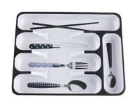 Present Time Cutlery Melamine Flatware Tray, Black and White Present Time Cutlery Melamine Flatware Tray, Black and White