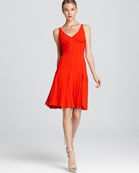 Seam detail throughout this Zac Posen dress lends inimitable style to the pleated designer party favorite. Lift the look with towering, strappy platforms. Seam detail throughout this Zac Posen dress lends inimitable style to the pleated designer party favorite. Lift the look with towering, strappy platforms.