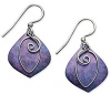 Jody Coyote Sterling Silver Earrings, Purple Patina Bronze Drop Earrings