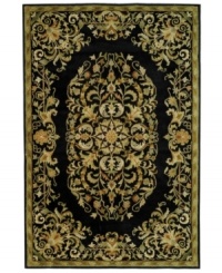 With rich, luscious detailing and a vibrant feel, Safavieh's Heritage collection brings life to any space. Hand-tufted of pure wool, the black rug features scrolling vines and medallion shapes merging together in a joyous pattern, adding eclectic elegance to your home. (Clearance) With rich, luscious detailing and a vibrant feel, Safavieh's Heritage collection brings life to any space. Hand-tufted of pure wool, the black rug features scrolling vines and medallion shapes merging together in a joyous pattern, adding eclectic elegance to your home. (Clearance)