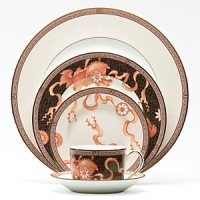Dynasty, the newest pattern from Wedgwood's Expressive collection is uniquely designed with an archival Chinese Dragon motif and elegant Greek key border. Bone china. Dynasty, the newest pattern from Wedgwood's Expressive collection is uniquely designed with an archival Chinese Dragon motif and elegant Greek key border. Bone china.