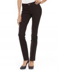 Petite knit pants get a modern makeover from INC, complete with a skinny silhouette and denim-inspired styling. Petite knit pants get a modern makeover from INC, complete with a skinny silhouette and denim-inspired styling.
