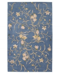 An intriguing vine of flowers bloom against a rich, dark background for a mesmerizing accent to any room. This beautiful area rug is crafted in luxurious premium wool for great texture and magnificent opulence. Hand tufted and hand carved in China and luster-washed for added sheen and years of lasting beauty. An intriguing vine of flowers bloom against a rich, dark background for a mesmerizing accent to any room. This beautiful area rug is crafted in luxurious premium wool for great texture and magnificent opulence. Hand tufted and hand carved in China and luster-washed for added sheen and years of lasting beauty.