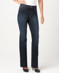 Not Your Daughter's Jeans' Barbara bootcut fit has the shaping effects you love, plus a dark blue wash that looks perfectly worn-in! Not Your Daughter's Jeans' Barbara bootcut fit has the shaping effects you love, plus a dark blue wash that looks perfectly worn-in!