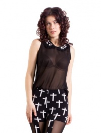 XOXO Juniors Embellished Peter Pan Collar Top, Black, Small XOXO Juniors Embellished Peter Pan Collar Top, Black, Small