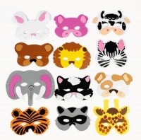 12 Asst. Kids Foam Animal Face Masks Zoo Farm Party 12 Asst. Kids Foam Animal Face Masks Zoo Farm Party