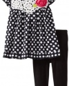 Sweet Heart Rose Baby-girls Infant Polka Dot Crochet Legging Set, Black/White, 18 Months