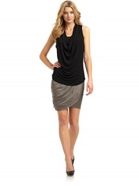 THE LOOKFeatures slimming Happy Technology for pain-free shapingElastic waistSubtle shimmer accents, alloverShirred detail along sideMock wrap frontTHE FITAbout 19 from waist to hemTHE MATERIALTencelInside body panel: 82% polyester/18% elastaneCARE & ORIGINHand washImportedModel shown is 5'10½ (179cm) wearing US size Small. THE LOOKFeatures slimming Happy Technology for pain-free shapingElastic waistSubtle shimmer accents, alloverShirred detail along sideMock wrap frontTHE FITAbout 19 from waist to hemTHE MATERIALTencelInside body panel: 82% polyester/18% elastaneCARE & ORIGINHand washImportedModel shown is 5'10½ (179cm) wearing US size Small.
