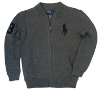 Polo Ralph Lauren Boys Big Pony Full Zip Sweater - M (10-12) - Gray Polo Ralph Lauren Boys Big Pony Full Zip Sweater - M (10-12) - Gray