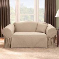 Sure Fit Logan 1-Piece Ties Sofa Slipcover, Sand Sure Fit Logan 1-Piece Ties Sofa Slipcover, Sand