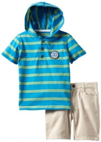 Calvin Klein Boys 2-7 Hooded Tee With Short, Blue/Green, 4T Calvin Klein Boys 2-7 Hooded Tee With Short, Blue/Green, 4T