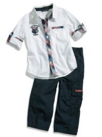GUESS Kids Baby Boy Shirt and Cargo Set (12-24M), WHITE (12M) GUESS Kids Baby Boy Shirt and Cargo Set (12-24M), WHITE (12M)