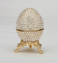 Swarovski Crystals! Faberge Egg Box with Ring Insert 24K Gold Jewelry Box Figurine Swarovski Crystals! Faberge Egg Box with Ring Insert 24K Gold Jewelry Box Figurine
