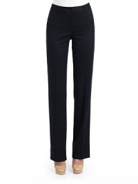 THE LOOKNarrow waistband with belt loopsFront zipper with button closureTHE FITInseam, about 35THE MATERIAL40% wool/35% viscose/24% nylon/1% elastaneCARE & ORIGINDry cleanImportedModel shown is 5'10 (177cm) wearing US size 4. THE LOOKNarrow waistband with belt loopsFront zipper with button closureTHE FITInseam, about 35THE MATERIAL40% wool/35% viscose/24% nylon/1% elastaneCARE & ORIGINDry cleanImportedModel shown is 5'10 (177cm) wearing US size 4.